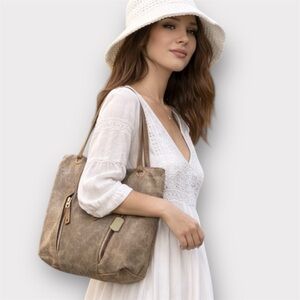 BCBGMaxAzria Tan Leather Hobo Bag